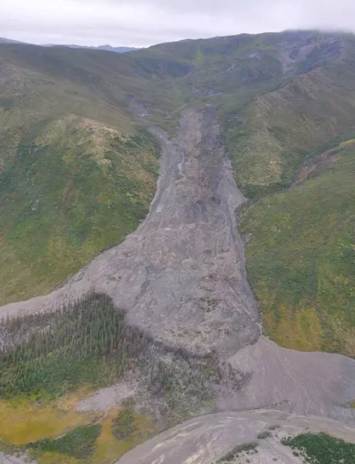 a debris flow on a hillside