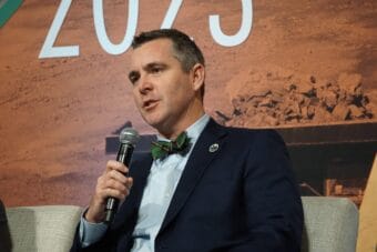 John Boyle, commissioner of the Alaska Department of Natural Resources, speaks on Nov. 15, 2023, at the Resource Development for Alaska annual conference in Anchorage.