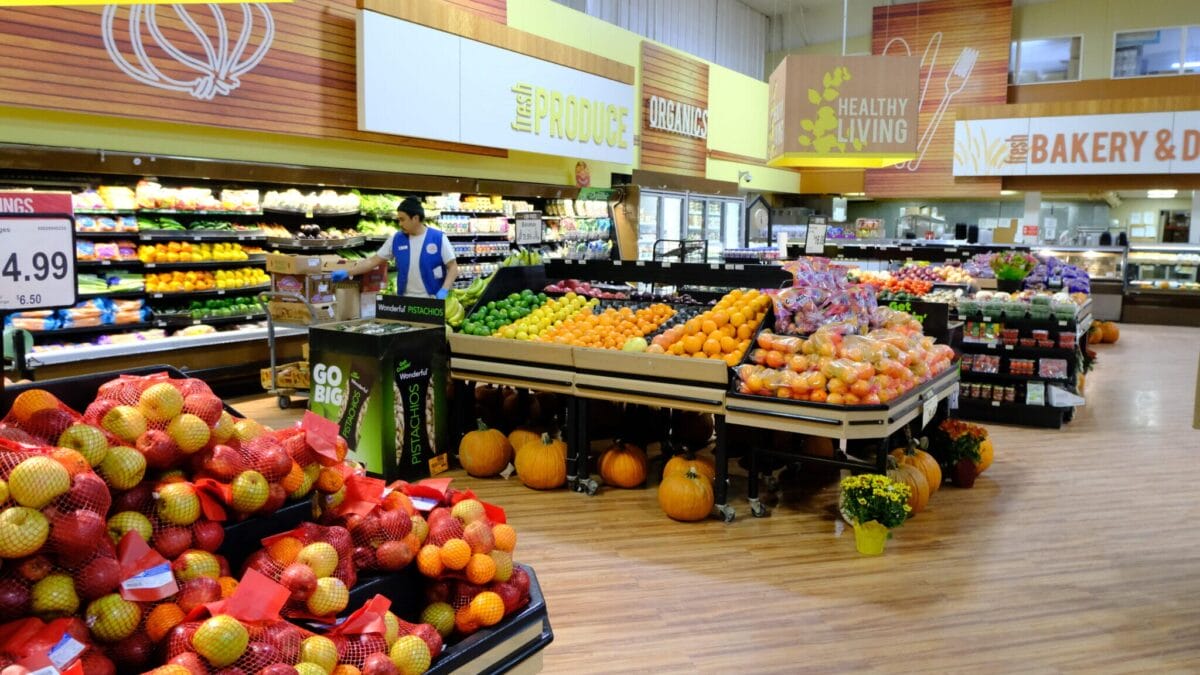 The produce section of a grocery store