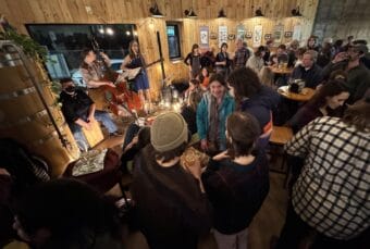Musicians perform Sunday, Feb. 18, 2024, at Devil's Club Brewing in Juneau. The event was among the first three allowed under a newly amended state law.