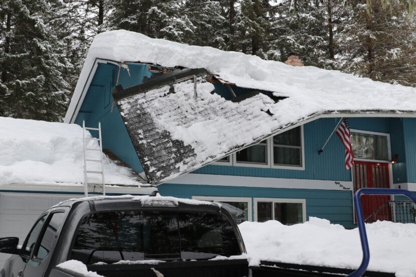 Part of residential roof collapses under snow in Mendenhall Valley