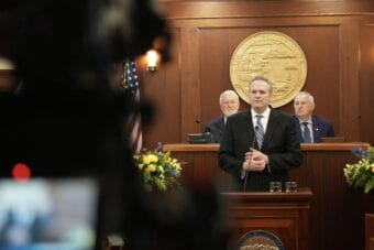 Gov. Mike Dunleavy delivers his final State of the State speech at the Alaska State Capitol in Juneau on Jan. 22, 2026.