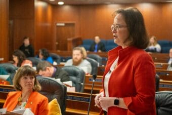 Rep. Sarah Vance, R-Homer, speaks in support of House Bill 47 on Friday, Feb. 27, 2026.