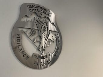 A symbol inside the Alaska Department of Corrections office in Douglas, Alaska on Sept. 7, 2022.