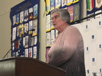 University of Alaska President Pat Pitney delivers her sixth and final State of the University address March 19, 2026, in Fairbanks, Alaska. She is set to retire in May.