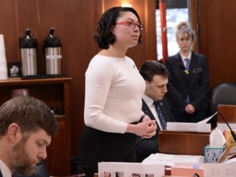 Sen. Loki Tobin, D-Anchorage, speaks in the Alaska Senate on Monday, April 28, 2025.