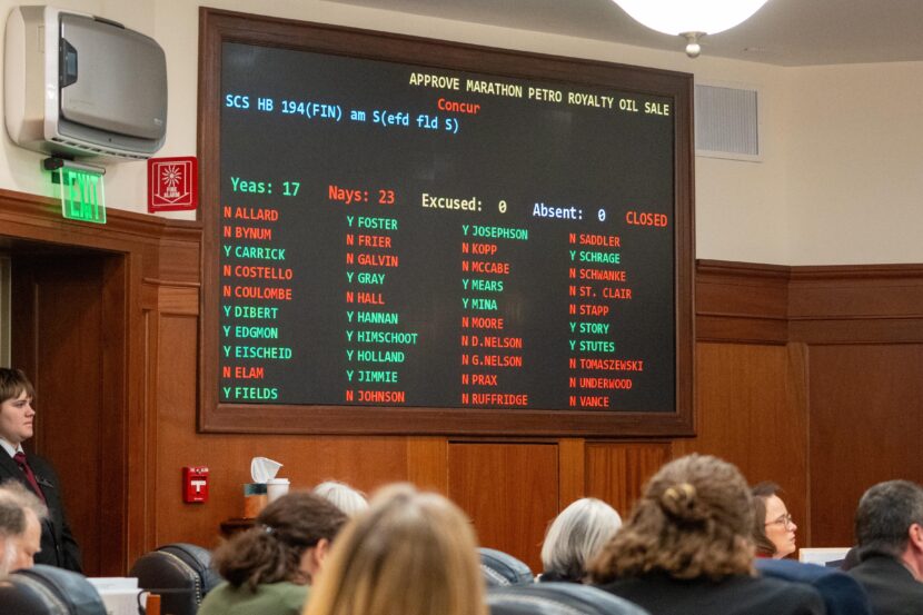 Lawmakers watch during a vote on House Bill 194 on April 13, 2026. The state Senate amended the bill to include a tax on oil and gas S corportations, but the House rejected it.
