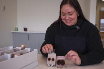 Cheyenne Nelson, who is Aleut and Tlingit and owns Iliamna Arts, on April 28, 2026, in Anchorage.