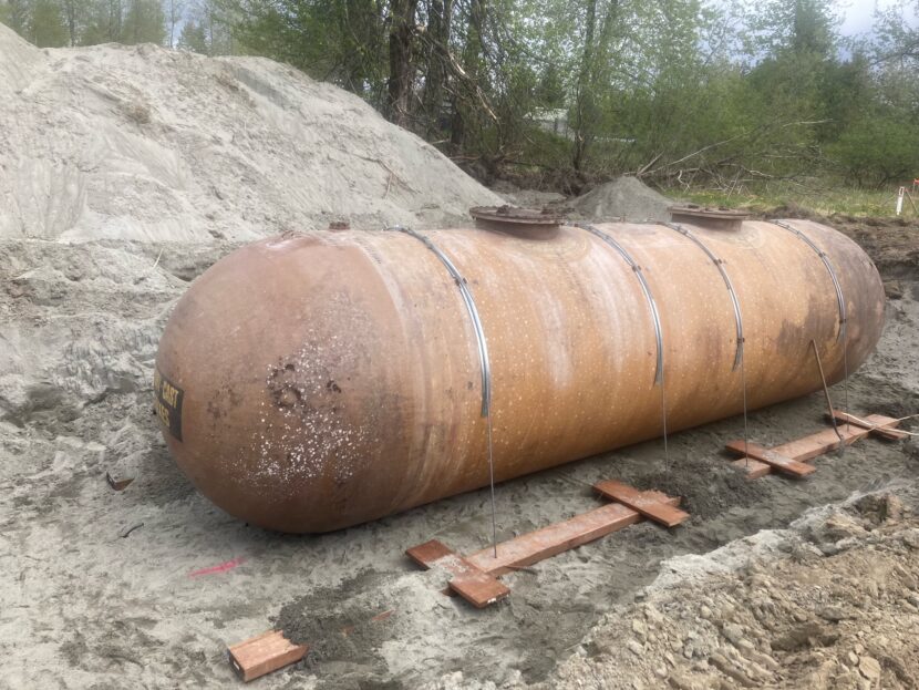 One of two septic holding tanks the City of Gustavus installed in 2023 to facilitate waste transportation to Juneau. (Photo courtesy of Justin Marchbanks)