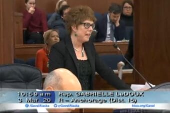 Rep. Gabrielle LeDoux, R-Anchorage, is seen on March 3, 2020 in the Alaska House of Representatives in this screenshot from Gavel Alaska.