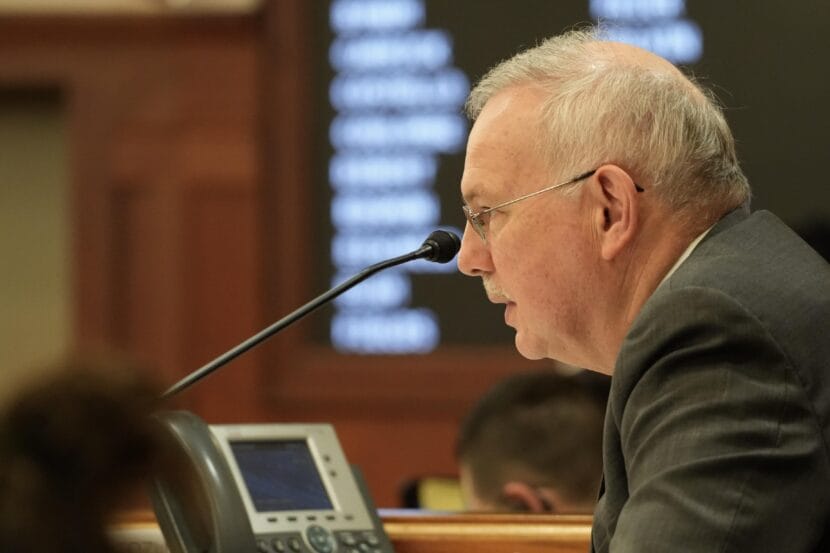 Speaker of the House Bryce Edgmon, a Dillingham independent, listens during an at-ease on the House floor on Monday, May 18, 2026.