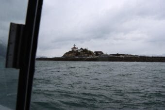 Eldred Rock Lighthouse, as seen from a boat full of volunteers on May 17, 2026.
