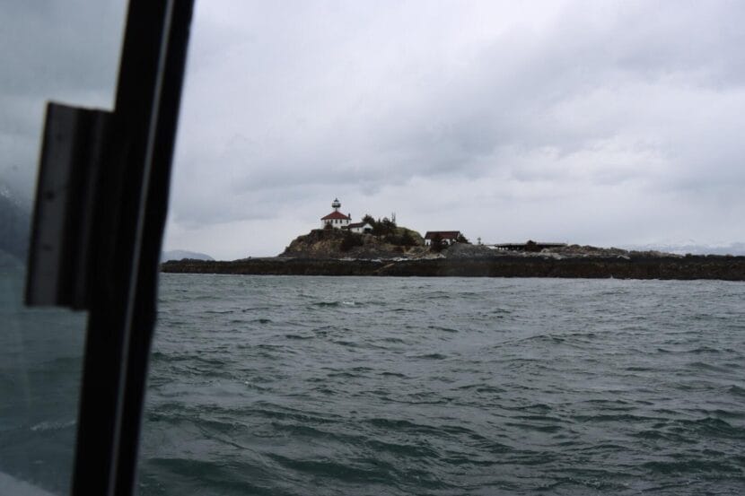 Eldred Rock Lighthouse, as seen from a boat full of volunteers on May 17, 2026.