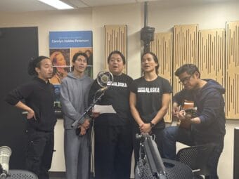 The cast of Theater Alaska's "The Romance of Magno Rubio" during Juneau Afternoon on June 25, 2026. (Bostin Christopher/KTOO)
