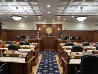 House Speaker Bryce Edgmon, a Dillingham independent, presides over a nearly empty House chamber on July 27, 2026.