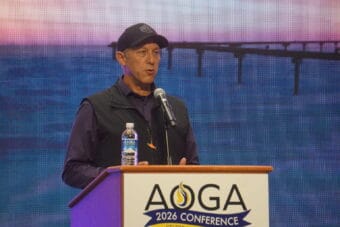 Independent candidate Bill Hill, a former teacher and school superintendent from Bristol Bay, speaks at a U.S. House candidate forum held Aug. 27, 2026, by the Alaska Oil and Gas Association.