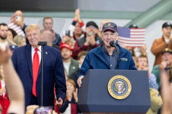 President Donald Trump holds a rally in support of Dan Sullivan, Nick Begich and Bernadette Wilson in Wasilla, AK before the 2026 midterms.