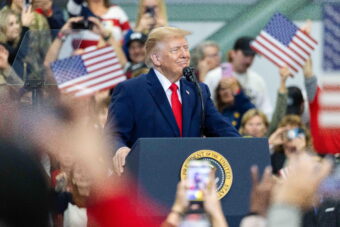 the president talking to a crowd