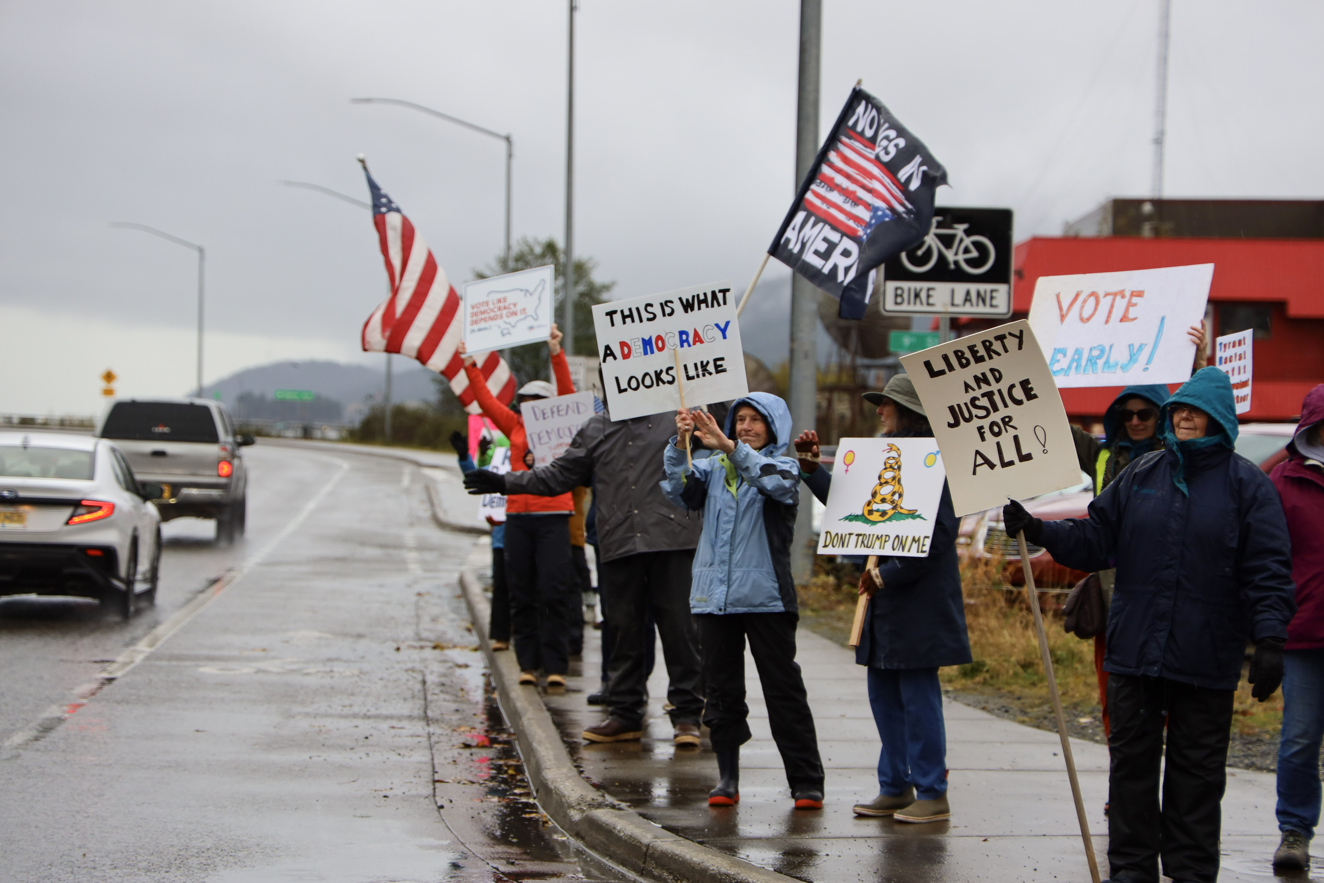 No Kings ralliers in Juneau urge residents to get out and vote in midterm election