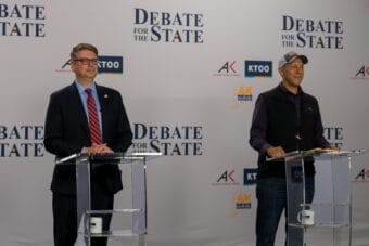 Congressman Nick Begich (R-Alaska) and his Independent challenger Bill Hill participated in Debate for the State at Alaska Public Media's studio on Oct. 14, 2026.