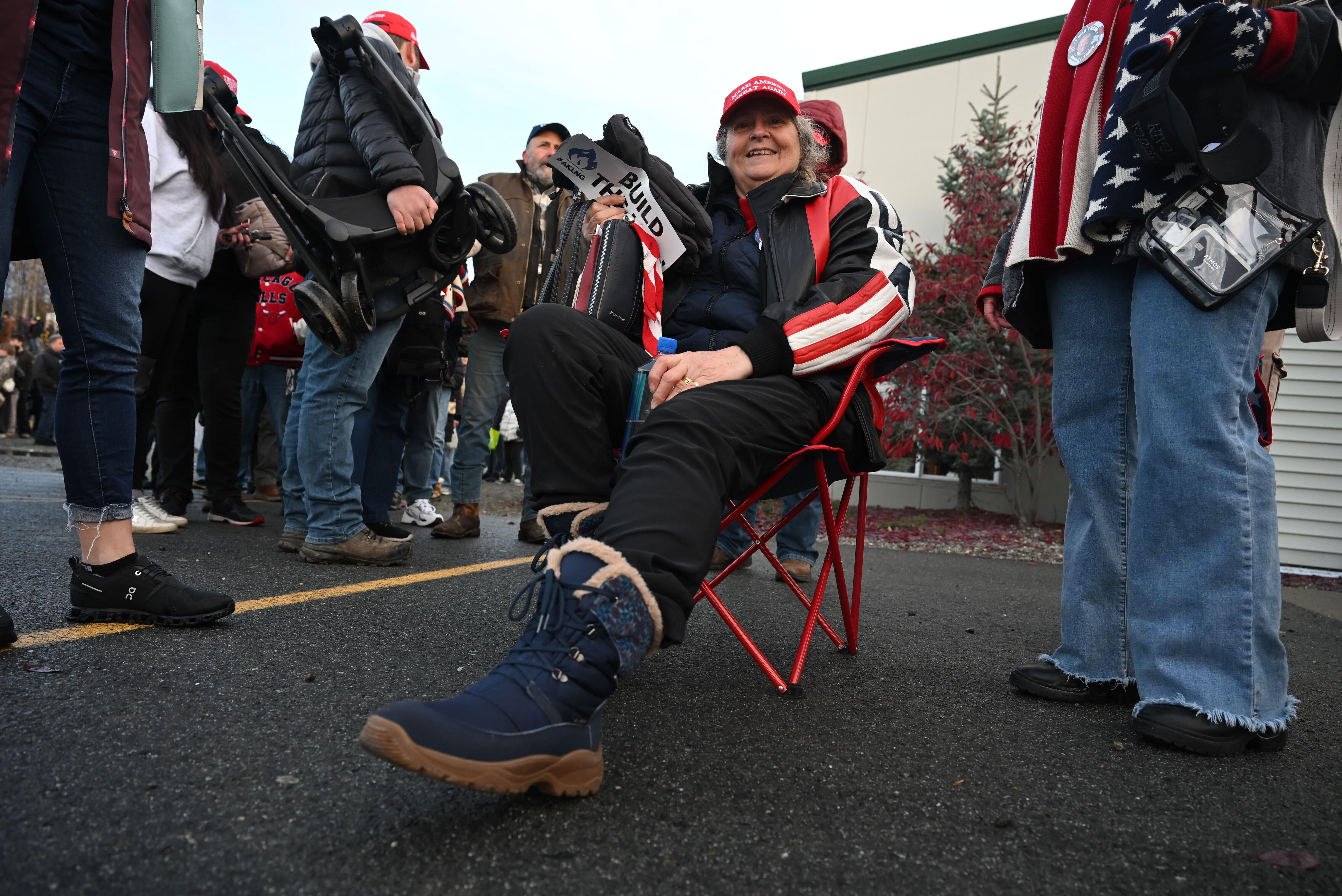 ‘Once-in-a-lifetime opportunity’: Trump supporters line up hours early for Wasilla rally